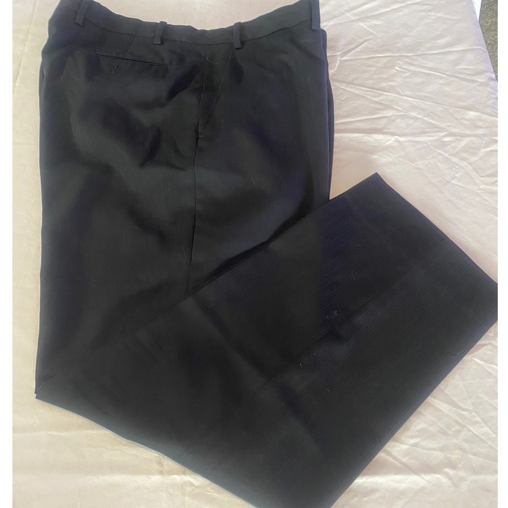 Alfani Mens Black 100% Wool Pinstripe Dress Pants 36W x 34L (Actual 30L)